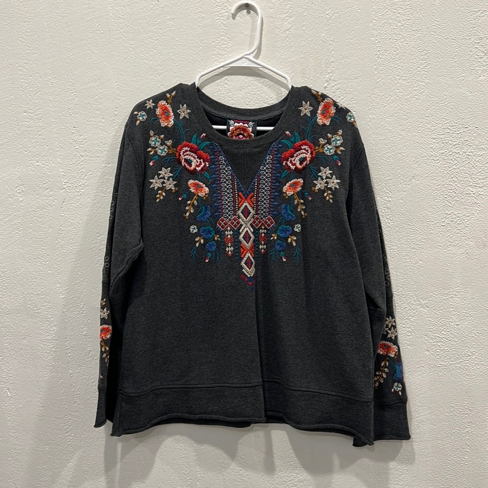 Johnny Was sweatshirt with embroidery.